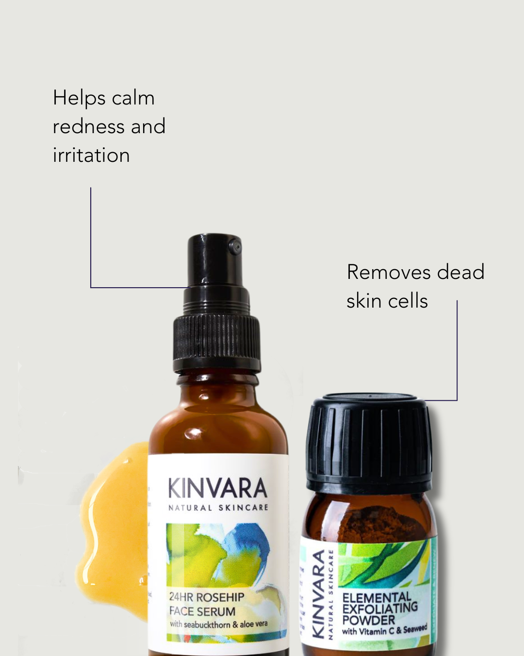 24hr Rosehip Face Serum & Elemental Exfoliating Powder