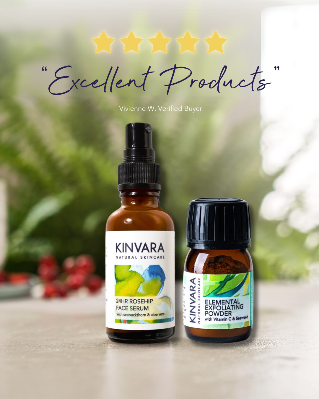 24hr Rosehip Face Serum Elemental Exfoliating Powder